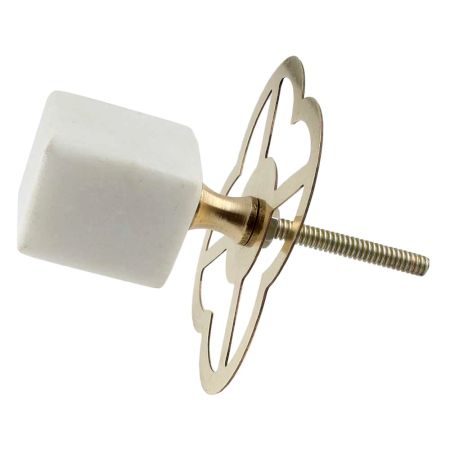 White Stone Square Dresser Knobs